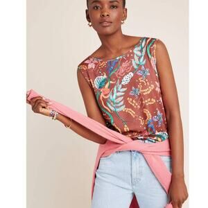 New Anthropologie ALDOMARTINS Aimee Botanical Tank $88 SMALL Bronze Floral